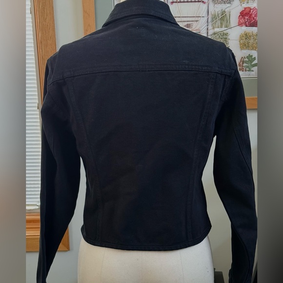 Calvin Klein Cropped Fitted Black Denim Jacket - Picture 2 of 9